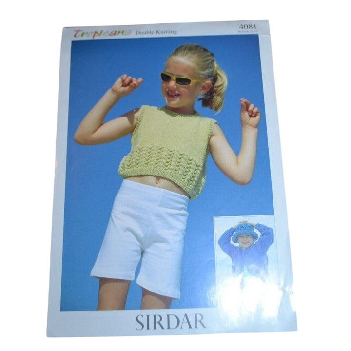New Sirdar 4081 Tropicana Child Tank Cardigan Sweater Couble Knitting Pattern