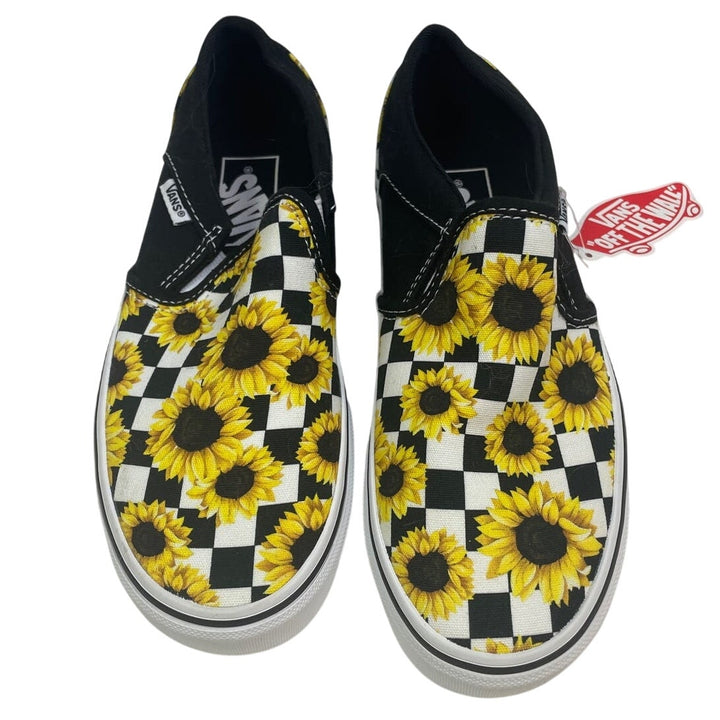 New In Box Vans Womens Size 5 Asher Sunflower Checker Slip On Loafer Shoes