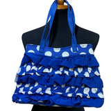 Belvah Adorable Blue White Ruffled Polka Dot Magnet Closure Small Handbag Purse