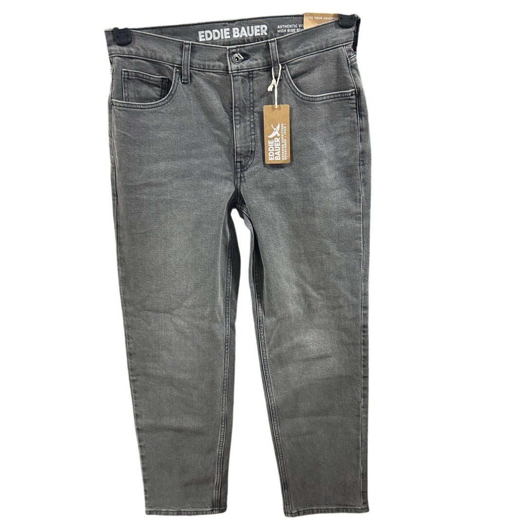 New Eddie Bauer Womens Washed Black Authentic Voyager High Rise Straight Jeans