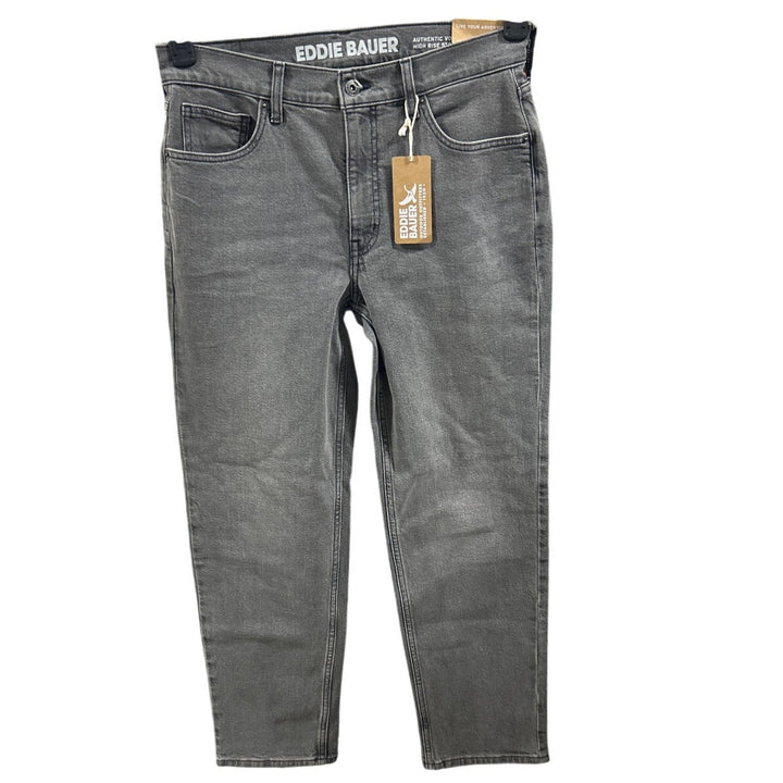 New Eddie Bauer Womens Washed Black Authentic Voyager High Rise Straight Jeans