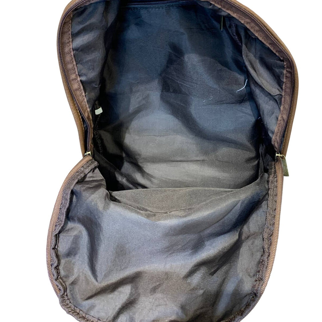 Navy Blue Pink Floral Faux Leather Trimmed Machine Washable Backpack Book Bag