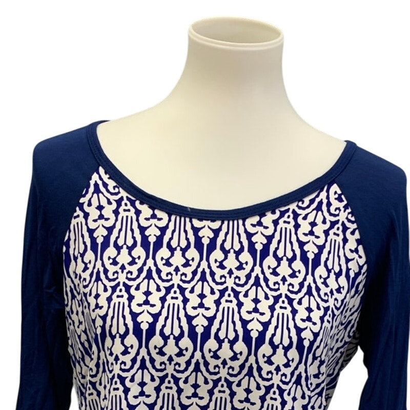 MM MM MM Womens Small Solid Long Sleeve Scrollwork Lightweight PolyBlend Top