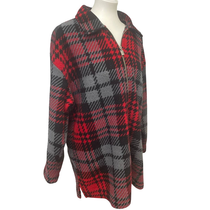 Avenue Womens Plus Size 18/20 100% Polyester Full Zip Plaid Long Sleeve Jacket