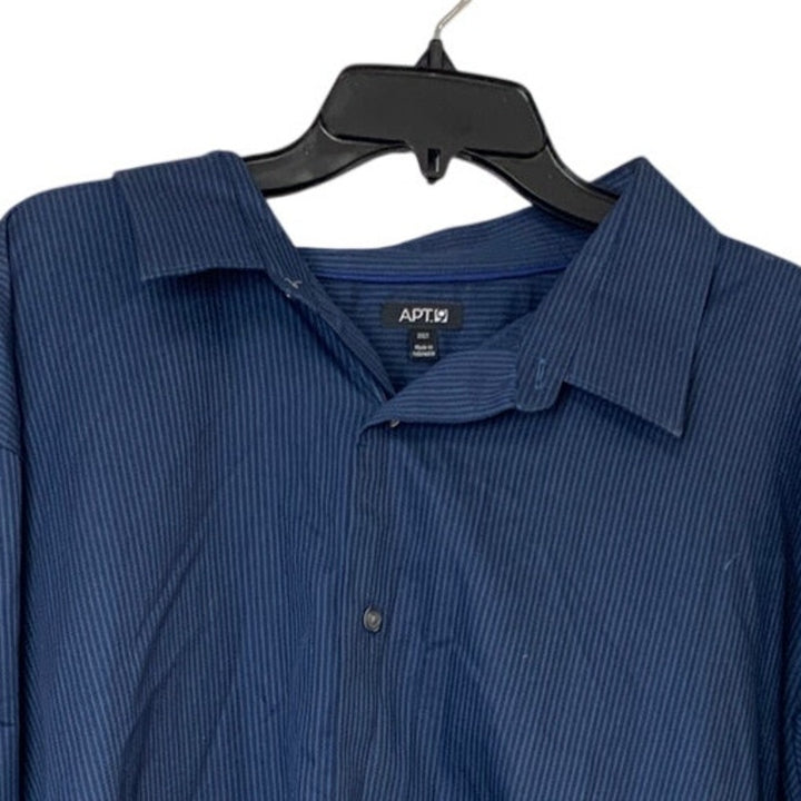 Apt 9 Mens 3XLT 3XL Tall Blue Striped Long Sleeve Button Up Collared Shirt