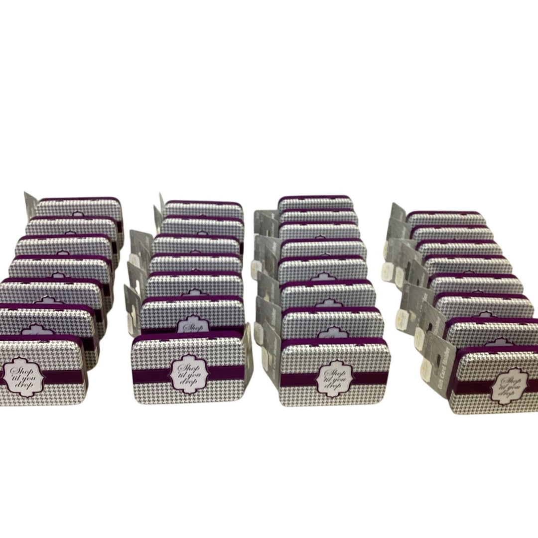 Lot of 30 New Shop Til You Drop Metal Box Gift Card Holder Accordian File Cases