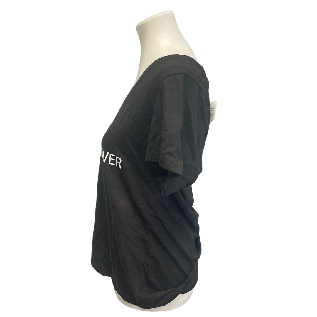 Hand Printed Upcycled Womens Large Saving the Planet is My Superpower V-Neck Tee