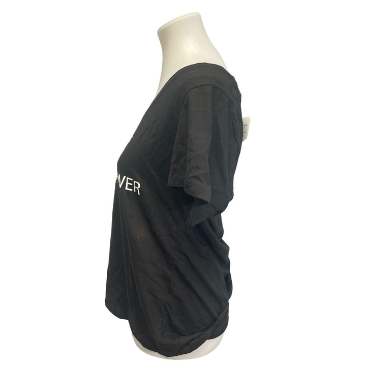 Hand Printed Upcycled Womens Large Saving the Planet is My Superpower V-Neck Tee
