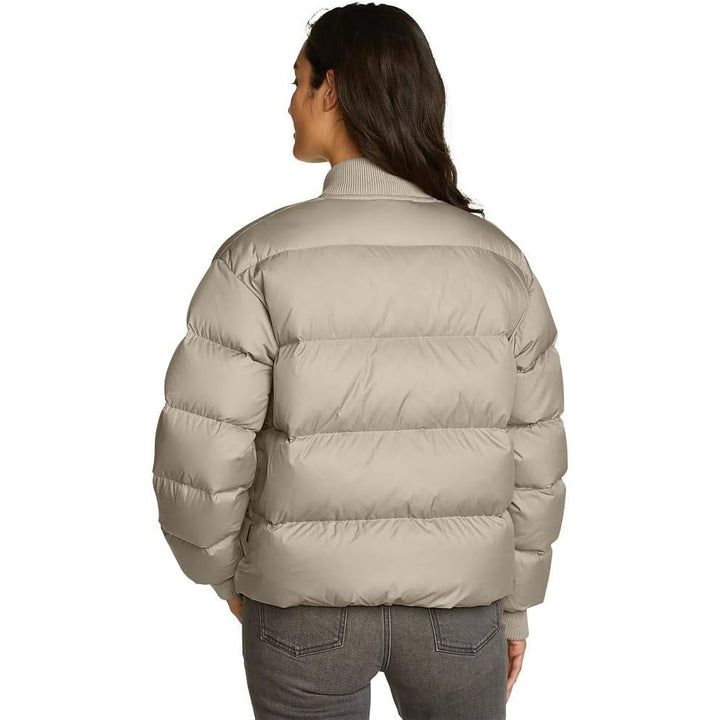 New Eddie Bauer Womens XL Pumice Tan Original Full Zip 650 FP Down Bomber Jacket