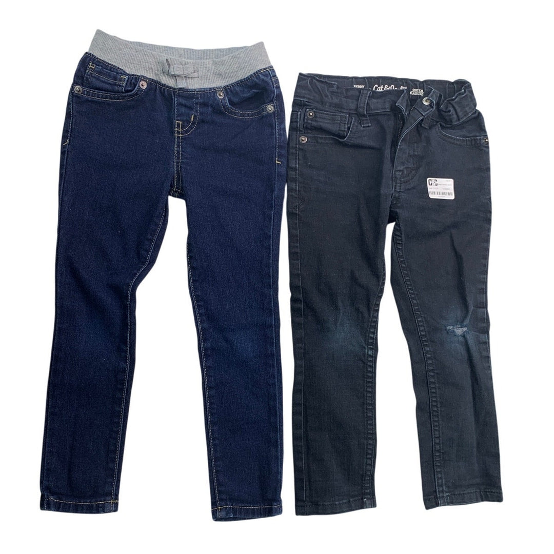 4 Cat &amp; Jack Girls Size 4 Adjustable Waist Denim Jegging Jeans Khaki Pants