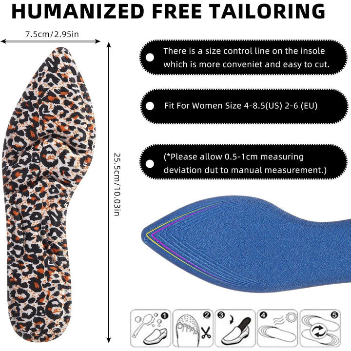 New 3 Pairs Womens Size 4-10 Black Leopard Breathable High Heel Insole Shoe Pads