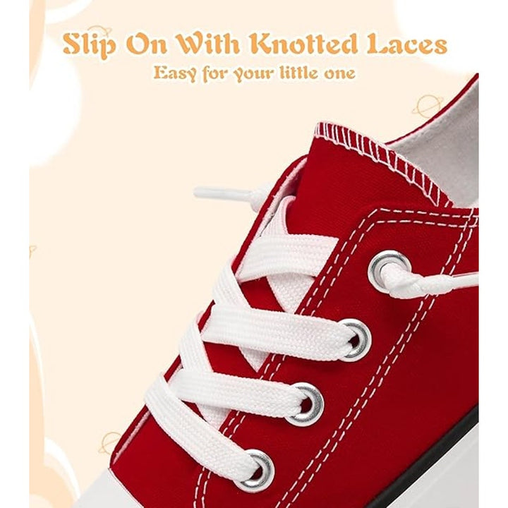 Boys Size 7 Red Canvas Sneakers Lace Up Low Top Round Toe Classic Shoes
