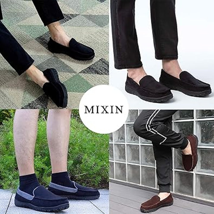 Mixin Mens Size 9.5 Gray Super Soft Slide On Moccasins Indoor Outdoor Slippers