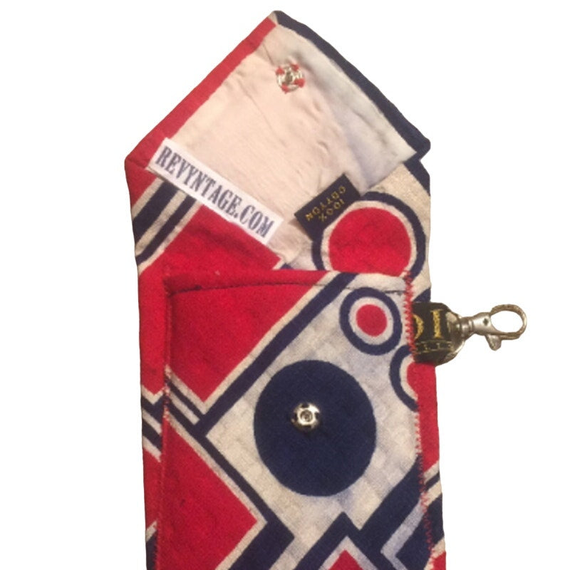 Handmade Upcycled Vintage Necktie Geometric Eyeglass Case Pouch
