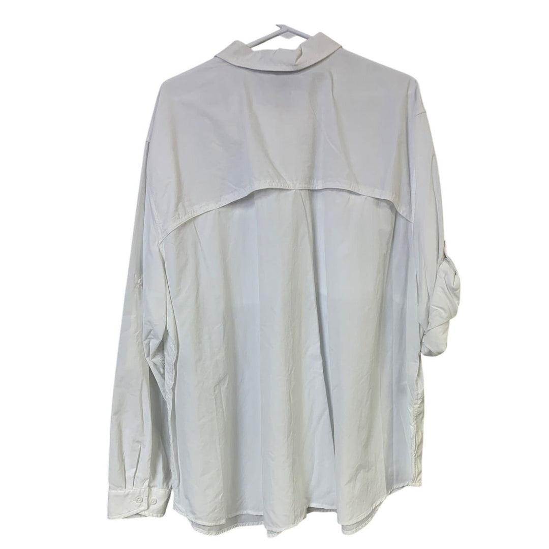 New Eddie Bauer Womens 3X White Long Sleeve Adventurer Pro Field Button Up Shirt