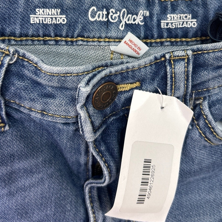 3 New Cat &amp; Jack Girls Size 7 Cotton Blend Stretch Denim Blue Jeans Jeggings
