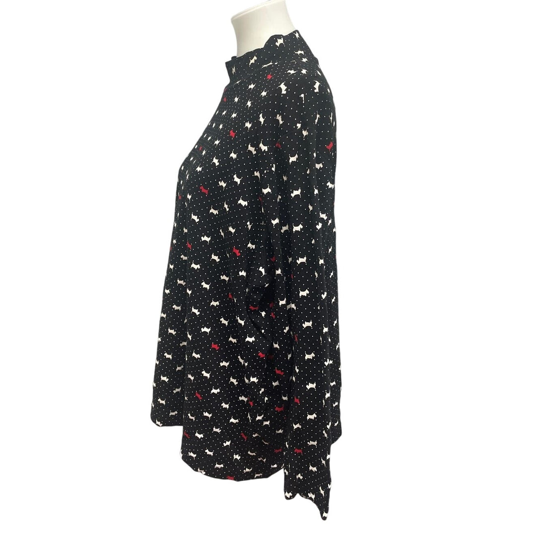 Croft &amp; Barrow Womens Plus Size 3X Long Sleeve Scottie Dog Mock Turtleneck Top