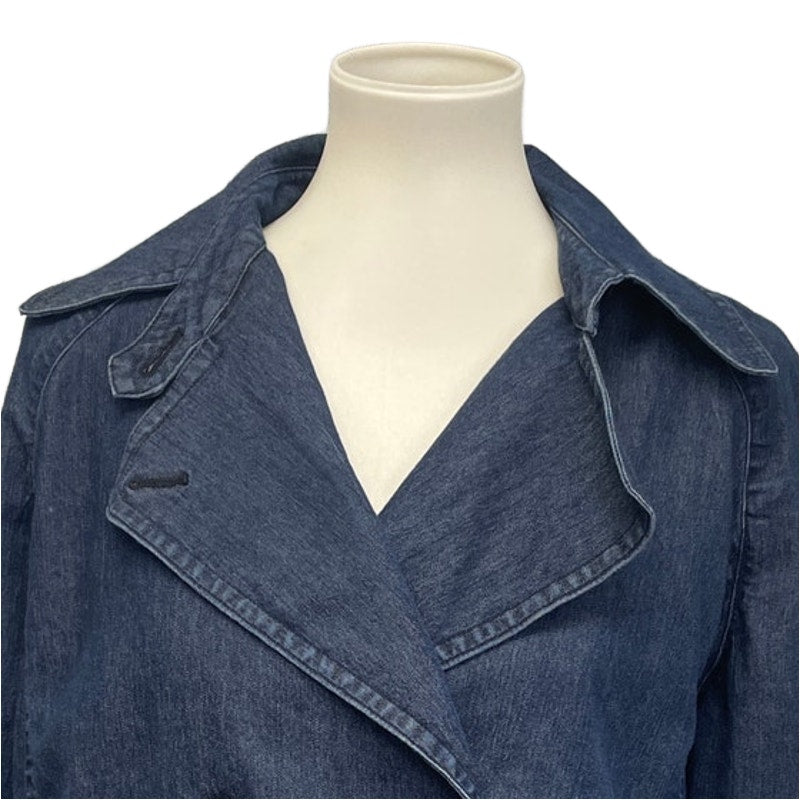 Larry Levine Womens XL Double Breasted PolyCotton Long Sleeve Denim Jacket