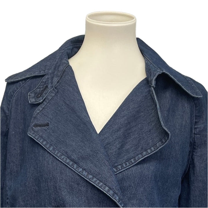 Larry Levine Womens XL Double Breasted PolyCotton Long Sleeve Denim Jacket