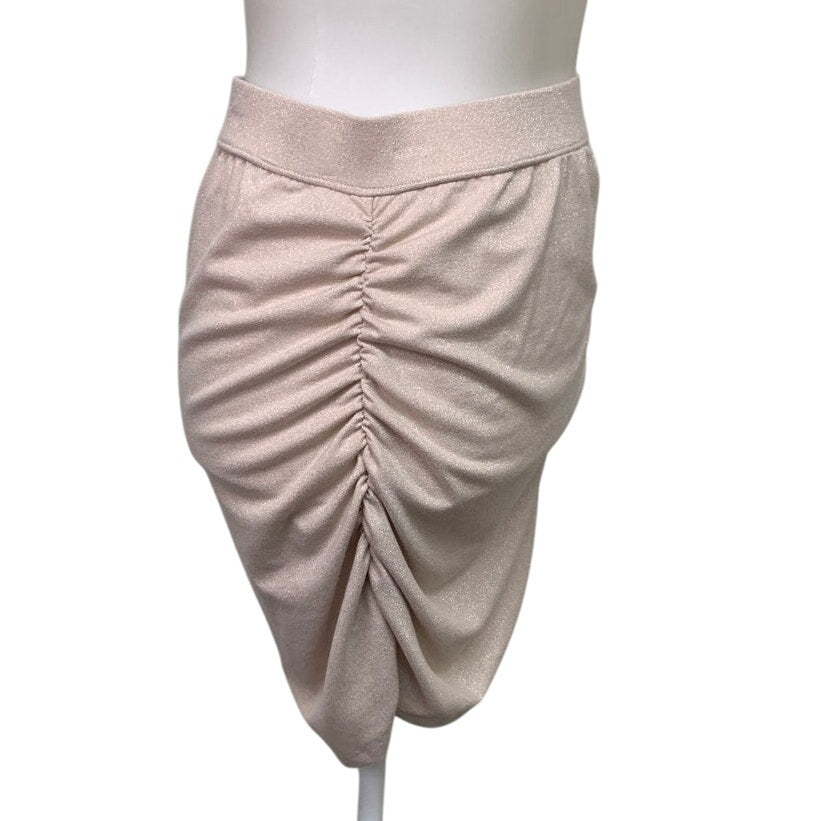 New American Eagle Womens Small Champagne Glittery Ruched BodyCon Mini Skirt