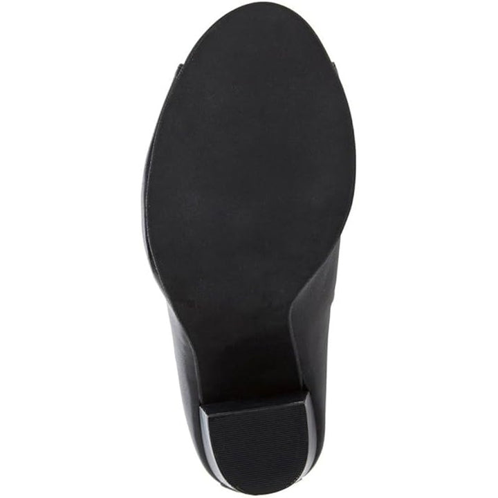 FSJ Womens Size 8 Black 4" Chunky Heel Ankle Boots Round Peep Toe Back Zip Shoes