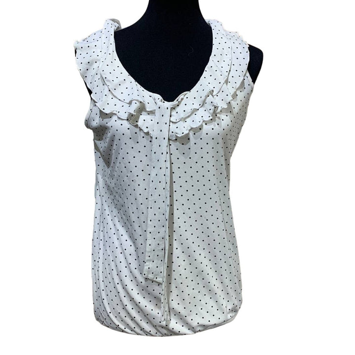 Maurices Medium Sleeveless Ruffled Polka Dot Bouse w Attached Cami Underneath