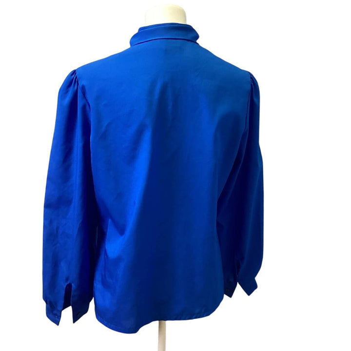 Vintage 1990s Judy Bond Size 14 100% Polyester Front Tie Button Up Career Top