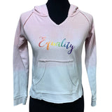 Hand Printed Upcycled Girls XL Equality Rainbow Pride Hi Lo Cotton Blend Hoodie