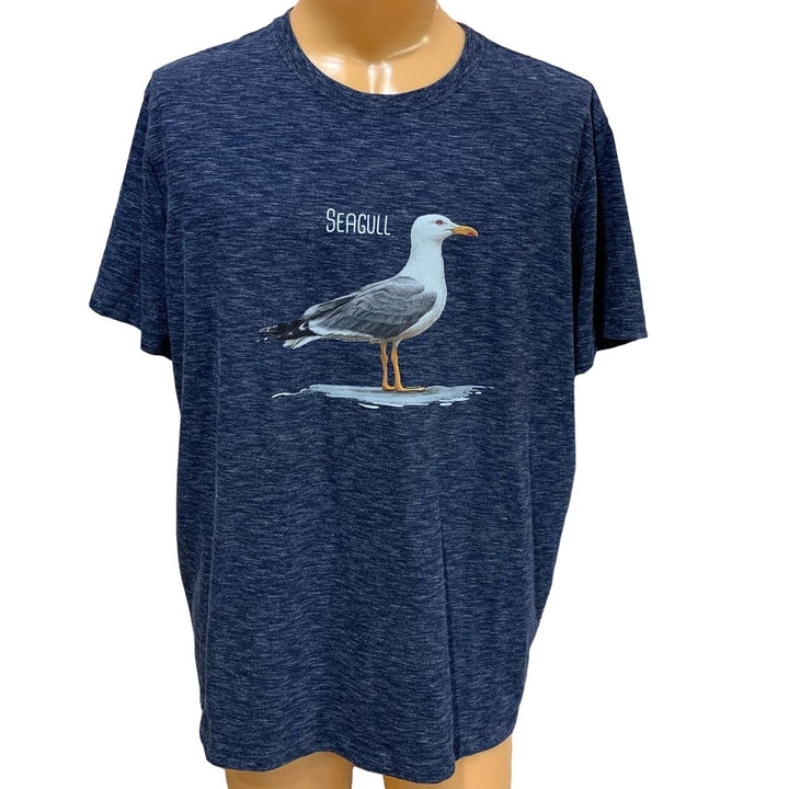 Upcycled Hand Printed XL Summer Seagull Ukraine Flag Slava Ukraini Artist Tee