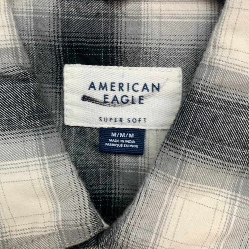 2 New American Eagle Mens Medium Plaid Super Soft Long Sleeve Button Up Shirts