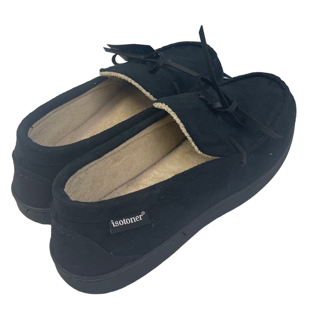 New Isotoner Signature Mens Size 8-9 Med Memory Foam Comfort Moccasin Slippers