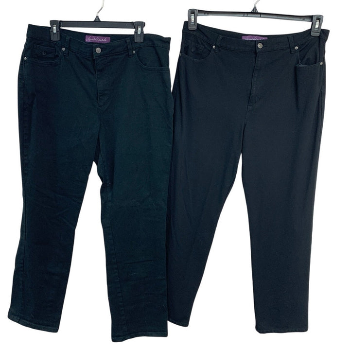 Lot of 2 Gloria Vanderbilt Womens Size 18 Amanda Black Denim Jeans Jeggings