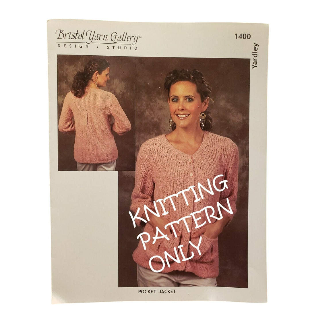 New 2008 Bristol Yarn Gallery 1400 Pocket Ladies Jacket Sweater Knitting Pattern