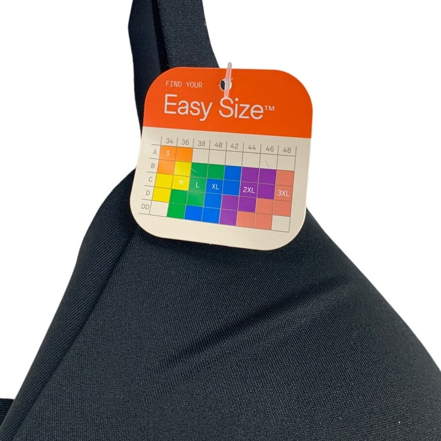 NWT New Warners Womens XL Black Thin Strap Hook Eye Closure Padded Wire Free Bra