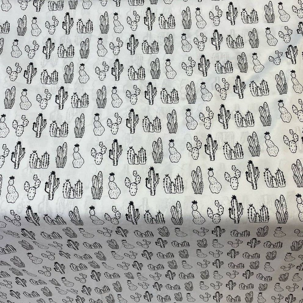 Room Essentials Twin XL Succulent Cactus Black White 100% Polyester Flat Sheet