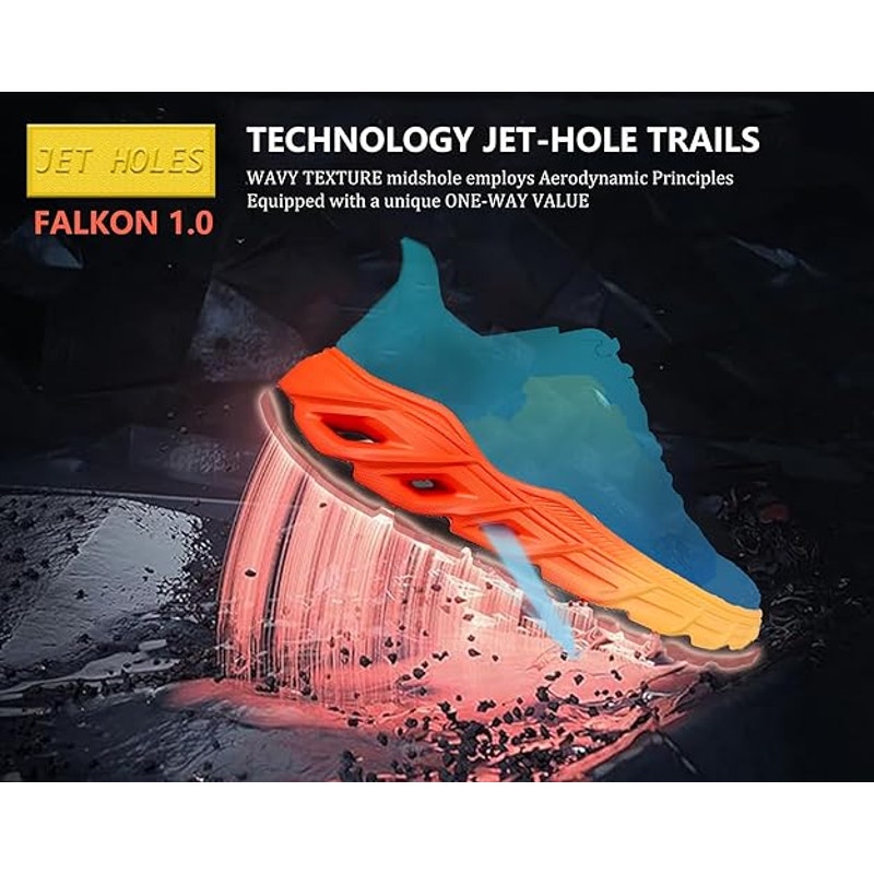 New HQHemo Mens Size 10 FALKON Red Orange Lace Up Trail Running Athletic Shoes