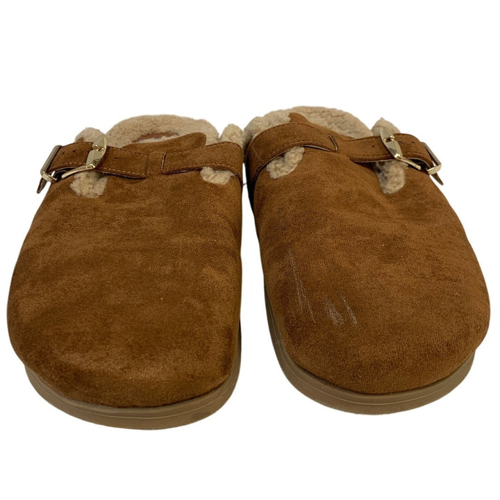 DV by Dolce Vita Womens Size 11 Cognac Brown Sherpa Lined Slide On Clog Shoes