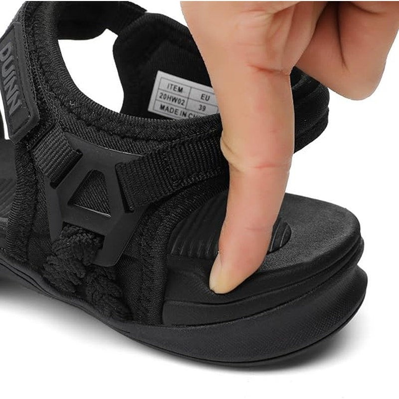 Ubfen Womens Size 11.5 Black Hook Loop Open Toe Strappy Comfort Hiking Sandals