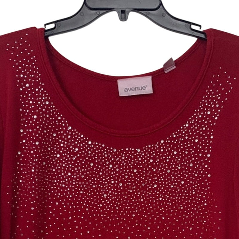 Avenue Womens Plus Size 22/24 Rhinestone Studs Long Sleeve Scoop Neck Shirt Top