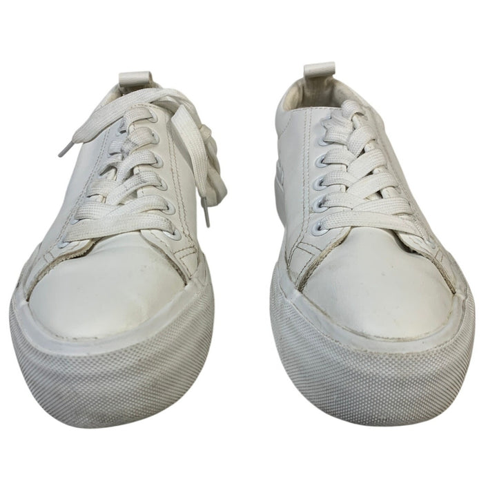 Sernial Womens Size 6.5 White Faux Leather Lace Up Tennis Basic Sneaker Shoes