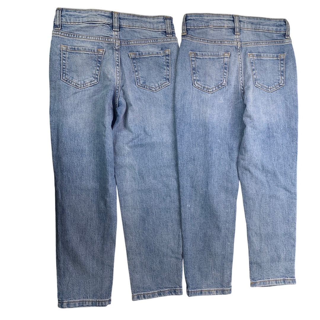 2 NWT New Cat &amp; Jack Girls 7 Ankle Straight Stretch Adjustable Waist Denim Jeans