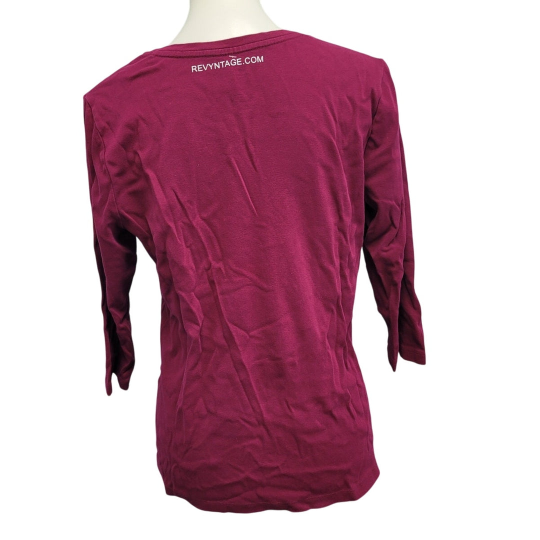 Hand Printed Upcycled Womens Large Saving the Planet Superpower 3/4 Sleeve Tee