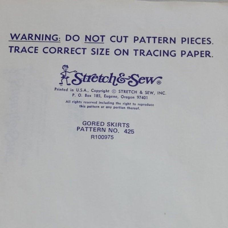 Vintage 1967 Stretch &amp; Sew 425 Ladies Gored Skirts Uncut Sewing Pattern