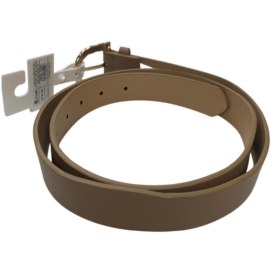 NWT A New Day Womens XL Natural Tan Faux Leather Gold Buckle Fashion Belt