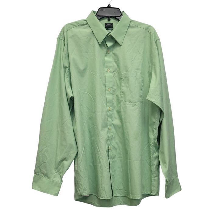 Arrow Mens XL Light Green PolyCotton Long Sleeve Button Up Shirt w Front Pocket