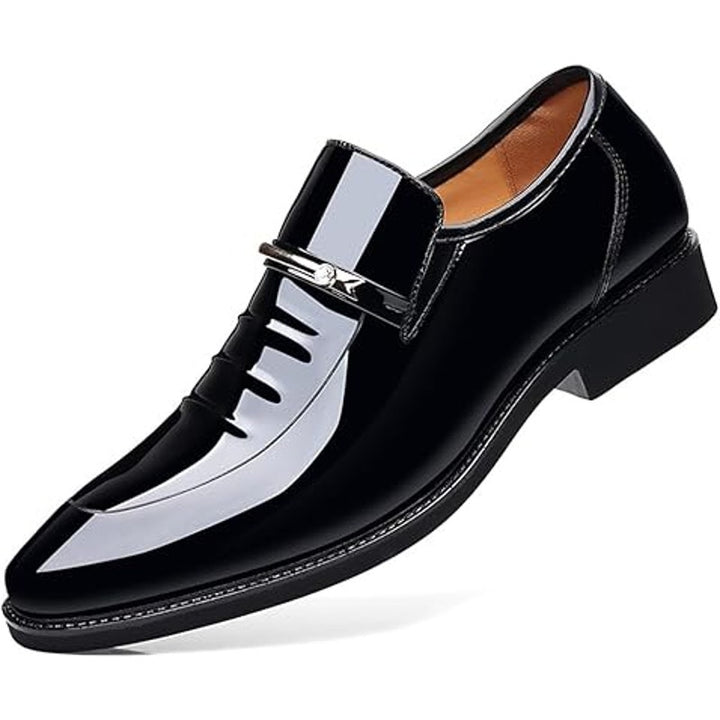 New Mens Size 12 Black Faux Leather Gold Rhinestone Accent Slide On Loafer Shoes