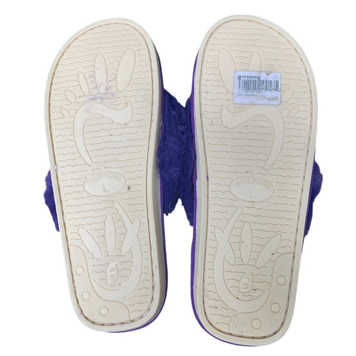 Joinfree Womens Large 9.5 Purple Fuzzy Thong Open Toe Flip Flop Slippers Shoes