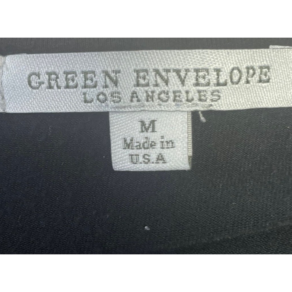 Green Envelope Womens Medium Shoulder Cut Out 3/4 Sleeve PolyBlend Top Blouse