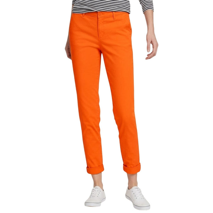 New Eddie Bauer Womens Size 4 Orange Boyfriend Midrise Slim Legend Wash Pants