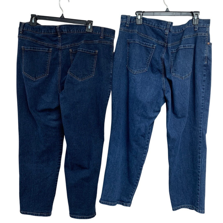 2 Gloria Vanderbilt Womens Plus Size 18W Cotton Blend Amanda Denim Blue Jeans